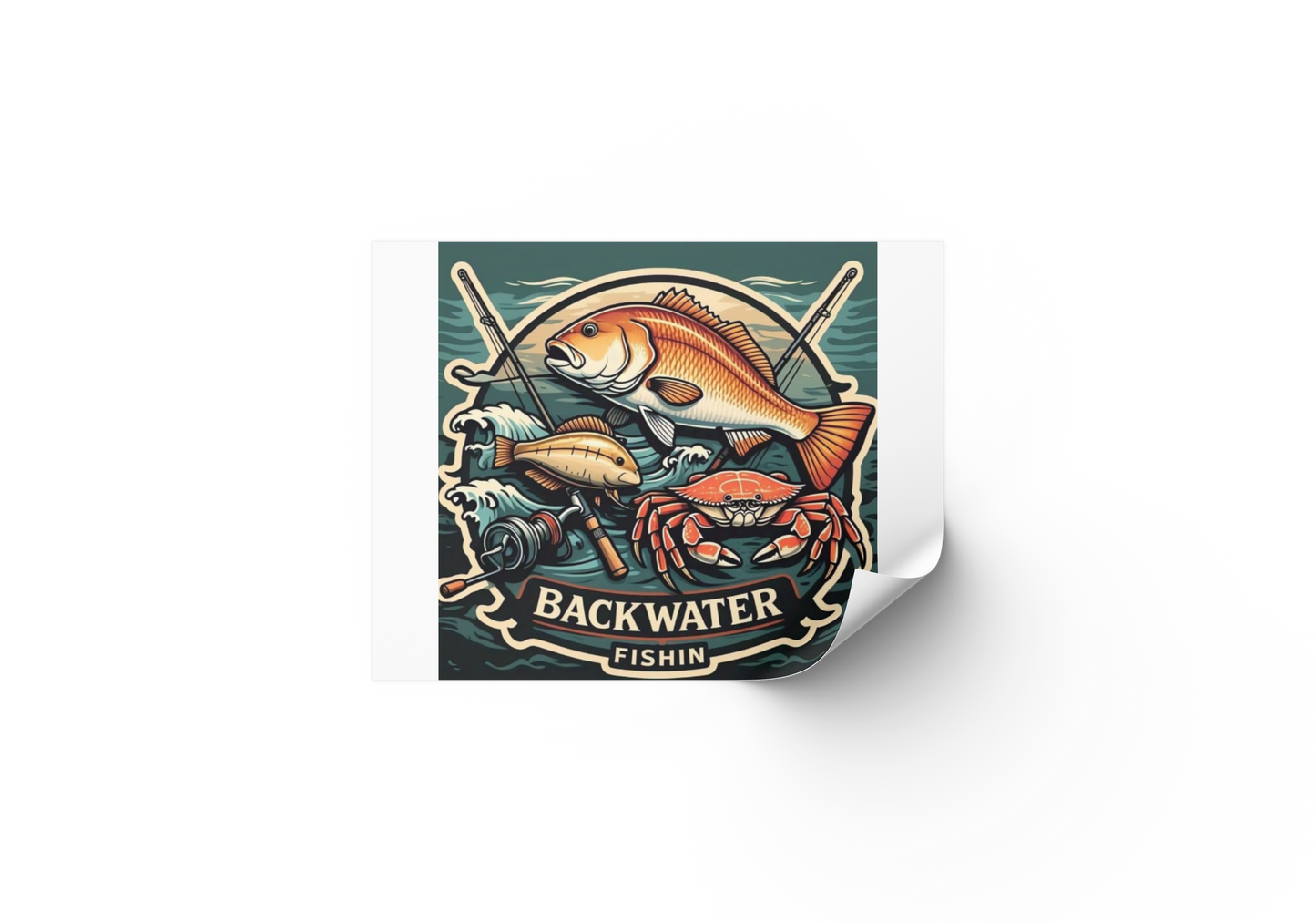 Backwater Fishin' Vinyl Sticker 3.8" x 3.5"