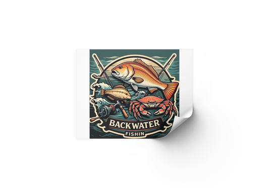 Backwater Fishin' Vinyl Sticker 3.8" x 3.5"